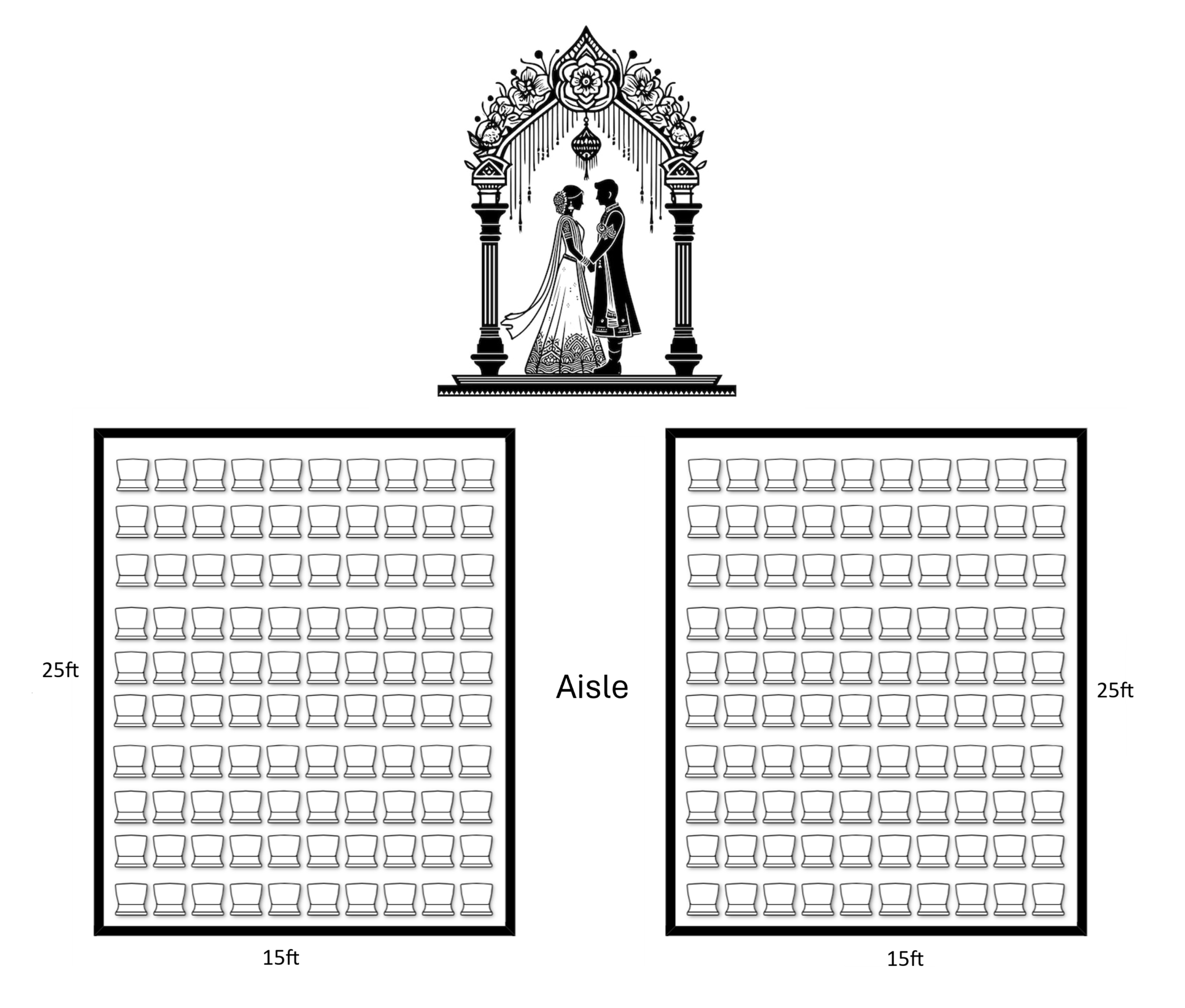 15x25 Wedding Ceremony Tent Layout